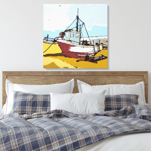 Quaint Vissen Boat Canvas Afdruk (Insitu (Slaapkamer))
