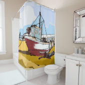 Quaint Vissen Boat Douchegordijn (In situ)