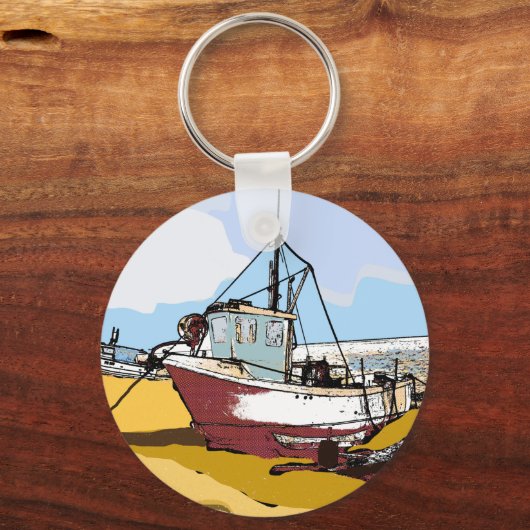 Quaint Vissen Boat Sleutelhanger (Voorkant)