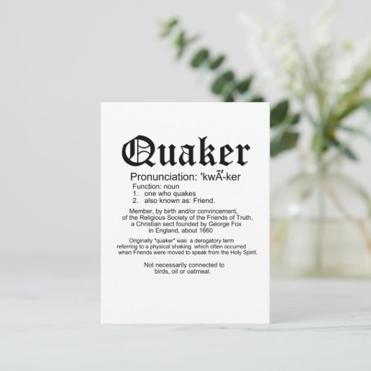 Quaker Definition Briefkaart (Staand voorkant)