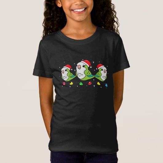 Quaker Parrot Bird kerstlampjes Funny Pet Xmas T-shirt (Voorkant)