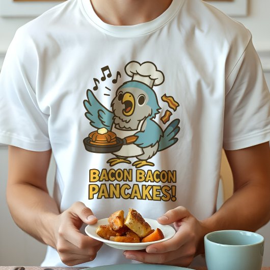 Quaker Parrot Chef Zingen Bacon Pannenkoeken Grapp Tri-Blend Shirt