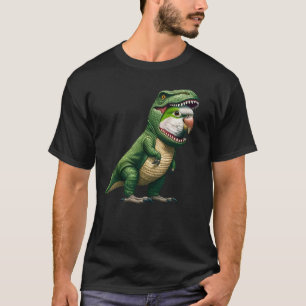 Quaker Parrot draagt dinosaurusoutfit Funny Bird T-shirt