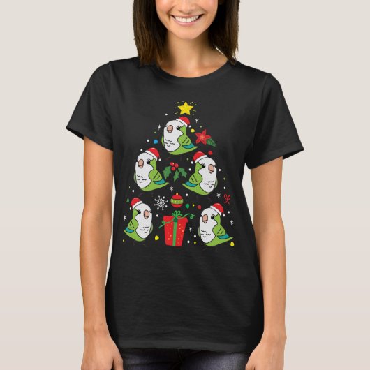 Quaker Parrot Groene Kerstmis Ornament Boom Grappi T-shirt (Voorkant)