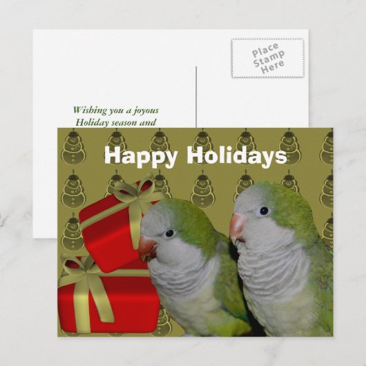 Quaker Parrot-kerstfeestdag Briefkaart (Voorkant / Achterkant)