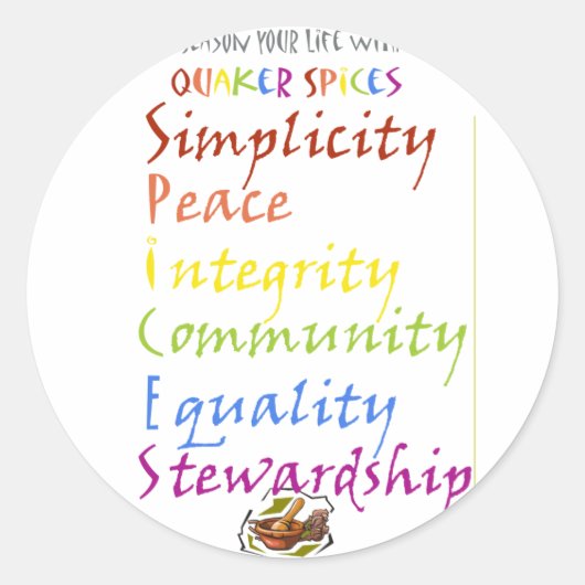 Quaker Specices Ronde Sticker (Voorkant)