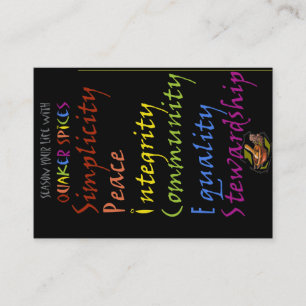 Quaker Specices - welkomstkaart Visitekaartje