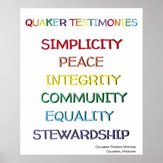 Quaker Testimonies Poster Aangepast (Voorkant)