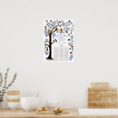 Quaker Wedding 60 gasten, blauwe boom of Life Poster (Keuken)