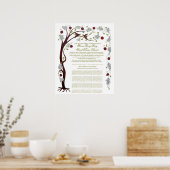 Quaker Wedding Tree of Life (60 gasten) portret Poster (Keuken)