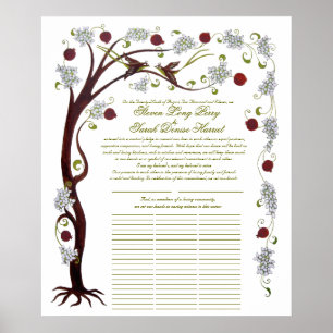 Quaker Wedding Tree of Life (60 gasten) portret Poster