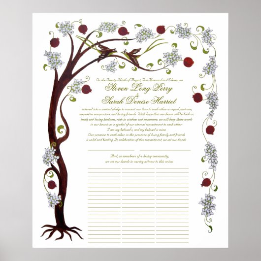 Quaker Wedding Tree of Life (60 gasten) portret Poster (Voorkant)