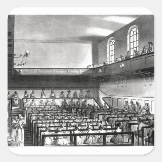 Quakers Meeting, van Ackermann Vierkante Sticker (Voorkant)