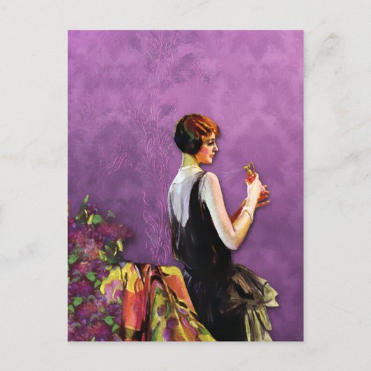 QUALIDA, MODE 1920 in PLUM en GOLD Briefkaart (Voorkant)