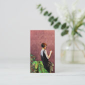 Qualida, Mode van 1920 in Groen en Roos Visitekaartje (Staand voorkant)