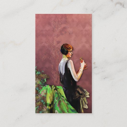 Qualida, Mode van 1920 in Groen en Roos Visitekaartje (Voorkant)