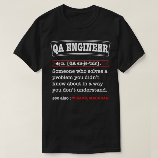 Quality Assurance engineer definition Tester vs de T-shirt (Design voorkant)