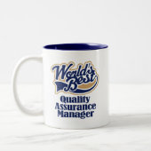 Quality Assurance Manager Gift Tweekleurige Koffiemok (Links)