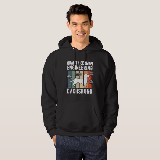Quality German Engineering Dachshund Weiner Dog Hoodie (Voorkant volledig)
