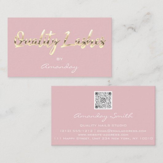 Quality Lash Extension QRCode Logo Gold Visitekaartje (Voorkant / Achterkant)