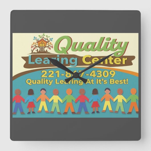 Quality Learing Center Time To Lear Clock Vierkante Klok (Voorkant)