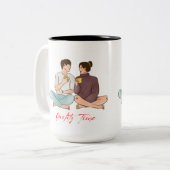 Quality Time Blijf bij elkaar Tweekleurige Koffiemok (Voorkant links)