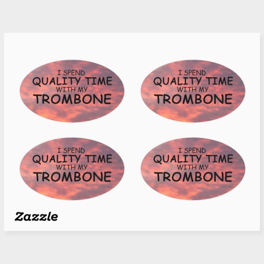 Quality Time Trombone Oval Sticker (Vel)