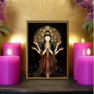 Quan Yin: Boeddhistische Godin Donkere Art Nouveau Foto Afdruk