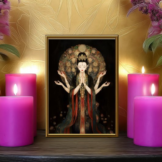 Quan Yin: Buddhist Goddess Dark Art Nouveau Poster