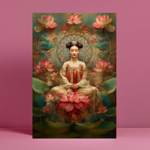 Quan Yin Godin van Mededogen Hoogfrequente Kunst Briefkaart