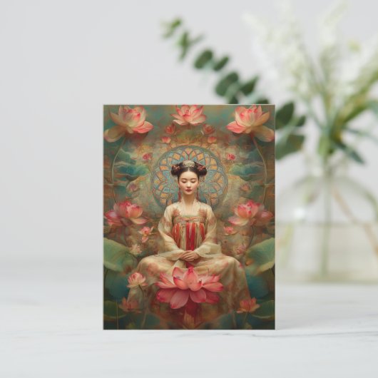 Quan Yin Godin van Mededogen Hoogfrequente Kunst Briefkaart (Staand voorkant)