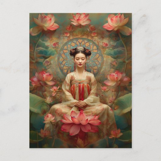Quan Yin Godin van Mededogen Hoogfrequente Kunst Briefkaart (Voorkant)