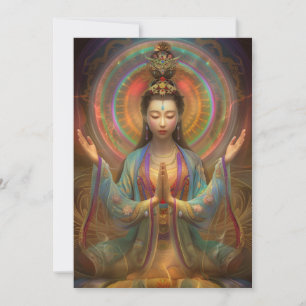 Quan Yin Kleurrijke Psychedelische Godin Kunst Kaart