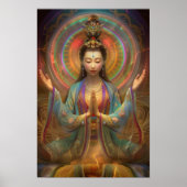 Quan Yin Kleurrijke Psychedelische Godin Kunst Poster (Voorkant)
