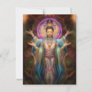Quan Yin Kleurrijke Visioenaire Godinnen Kunst Briefkaart