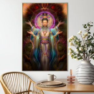 Quan Yin Kleurrijke Visionaire Godin Kunst Poster