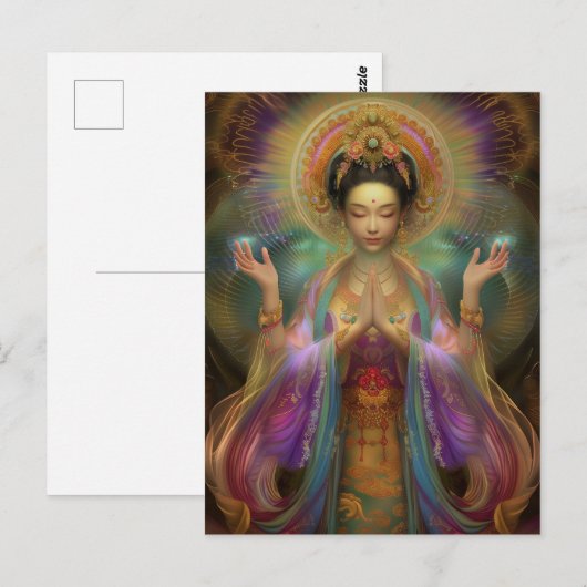 Quan Yin Visionaire Godin Gebeds Kunst Briefkaart (Voorkant / Achterkant)