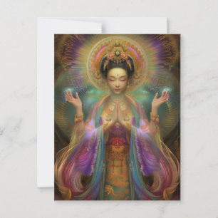 Quan Yin Visionaire Godin Gebeds Kunst Briefkaart