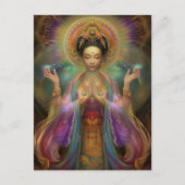 Quan Yin Visionaire Godin Gebeds Kunst Briefkaart (Voorkant)
