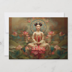 Quan Yin Vreedzame Boeddhistische Godin Schilderku Kaart
