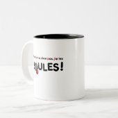 QUAND JE NE JOUE PAS, J'AI LES BOULES! (pétanque) Tweekleurige Koffiemok (Voorkant links)