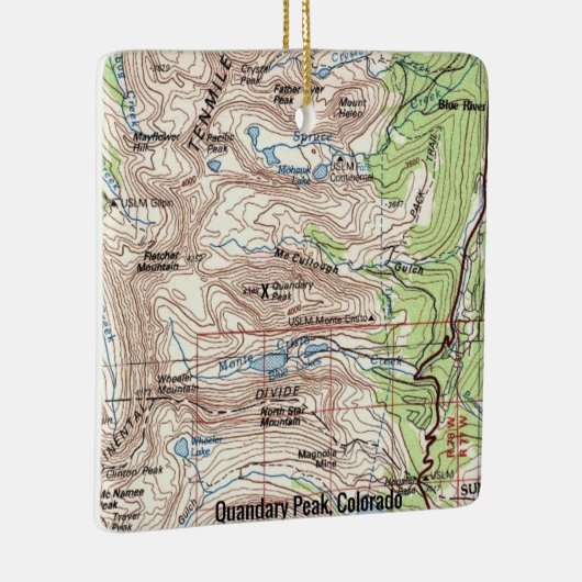 Quandary Peak CO Fourteener Map Keramisch Ornament (Rechts)