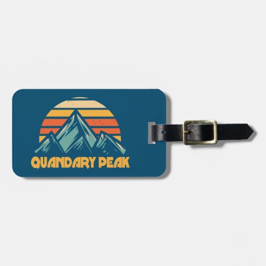 Quandary Peak Colorado Retro Turquoise Bagagelabel (Voorkant horizontaal)
