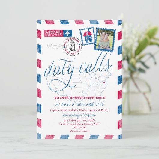 Quantico, Virginia militaire verhuizing aankondigi Kaart (Staand voorkant)