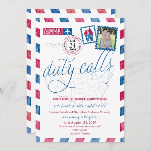 Quantico, Virginia militaire verhuizing aankondigi Kaart (Voorkant / Achterkant)