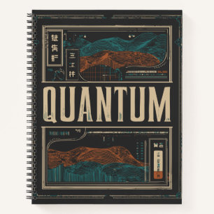 QUANTUM Abstracte wetenschapsgolven Grunge Retro Notitieboek