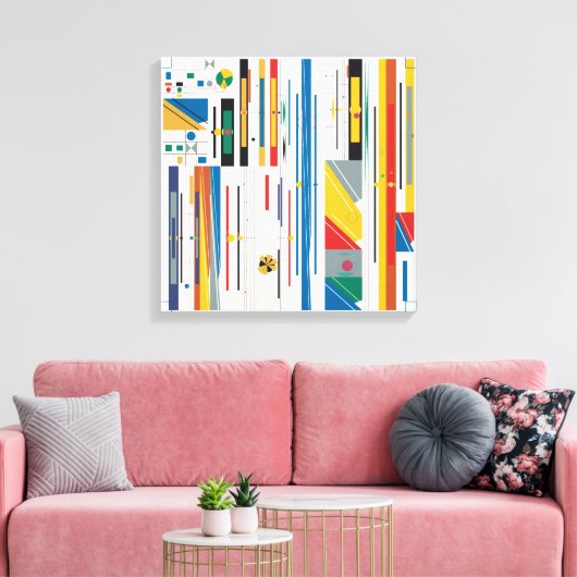 Quantum Bauhaus Geometrisch Patroon  Canvas Afdruk (Insitu (Woonkamer))