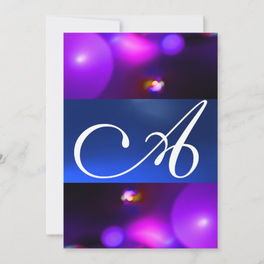 QUANTUM BUBBEL MONOGRAM paars blauw Kaart (Voorkant)