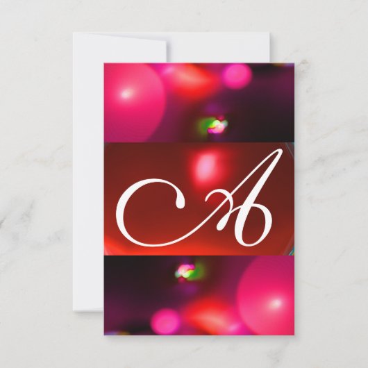 QUANTUM BUBBEL MONOGRAM rood zwart roze rsvp Kaart (Voorkant)