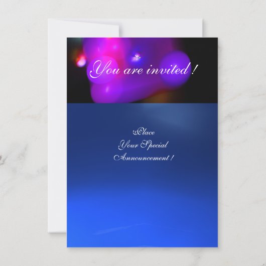 QUANTUM BUBBLE MONOGRAM paarse blauwe rsvp Kaart (Achterkant)